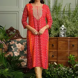 house of pataudi Women Solid Viscose Rayon Straight Kurta-picture-37