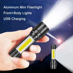 eos Mini Rechargeable Pocket Torch Light Zoom COB USB Charging Led Water Proof Torch Torch image 4