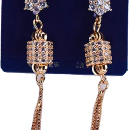 ansh enterpris Earring For Woman And Girl Crystal Silver Hoop Earring image 4