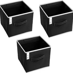 crownsy Foldable Square Storage Multipurpose Box Non-Woven Pack of 3 Storage Box-picture-18