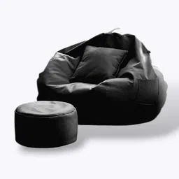 XXXL Faux Leather Bean bag Chair with Footrest & Pillow Covers Standard Bean Bag With Bean Filling-image-40