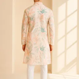 jugg jugg jeeyo Men Self Design Silk Blend Straight Kurta image 3