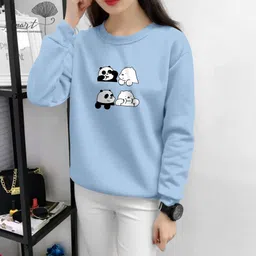 topiest Women Printed Round Neck Cotton Blend Light Blue T-Shirt-picture-20