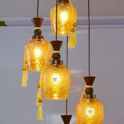 prop it up Pendant Light GOLDEN GLASS With Metal STYLIST FITTING BLACK/BRAWN Adjustable 5-Lights Hanging Lighting Pendant Lamp Fixture for Kitchen Island, Barn, Dining Room, Cafe, Farmhouse NOORIE GL N/7 HL/5 Pendant Lamp Ceiling Lamp-picture-26