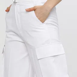 tokyo talkies Women Regular Fit White Viscose Rayon Trousers image 4