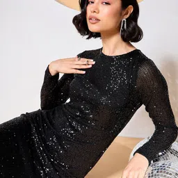 zummer Women Bodycon Black Midi/Calf Length Dress image 4