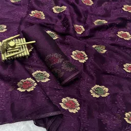 tasrika Embroidered Bollywood Chiffon Saree image 2