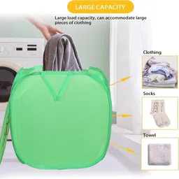 Kuber Industries Green Frog Printed Foldable Laundry Bags With Lid - 45 L image 2