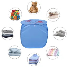 Kuber Industries Blue Elephant Printed Foldable Laundry Bags With Lid - 45 L image 5