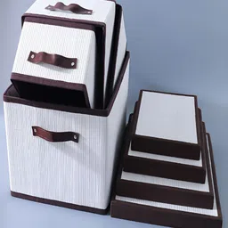 Kuber Industries White & Brown 4 Pieces Textured Bamboo Laundry Bags image 3