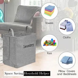 Kuber Industries 2 Pcs Grey & Beige Printed Foldable Laundry Bags image 3