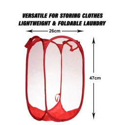 Kuber Industries Red 3 Pieces Textured Foldable Laundry Bags image 3