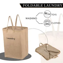 Kuber Industries 
 3-Pcs Brown Printed Laundry Bags image 4