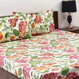 BOMBAY DYEING Cardinal Green Floral Cotton 120 TC Queen Bedsheet Set-2.24 m X 2.54 m image 4