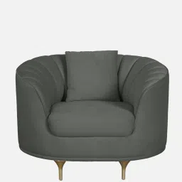 casacraft from pepperfry Jacinth Fabric 1 Seater Sofa In Pebble Grey Colour image 5