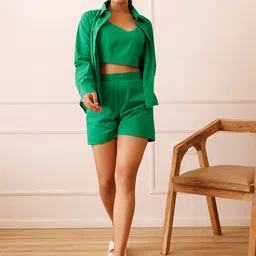 Ragavi Shoulder Straps Sleeveless Pure Cotton Top With Shorts image 1