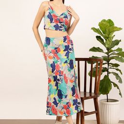 STREET 9 Grey Floral Printed Crop Top & Skirt-picture-19