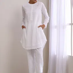 trueBrowns Women Pure Cotton Tunic With Trousers-picture-12