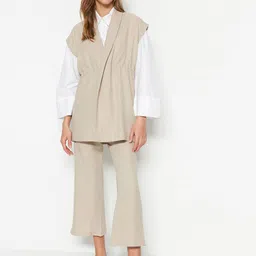 Trendyol Shawl Neck Shrug With Trousers Co-Ords-picture-22