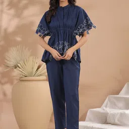 RangDeep Embroidered Pure Cotton Mandarin Collar Tunic With Trousers Co-Ords-picture-16