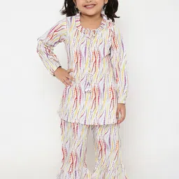BAESD Girls Abstract Printed Ruffled Top & Pyjamas-picture-26