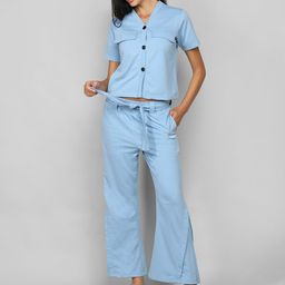 CHKOKKO V-Neck Shirt With Trousers Co-Ords-picture-20