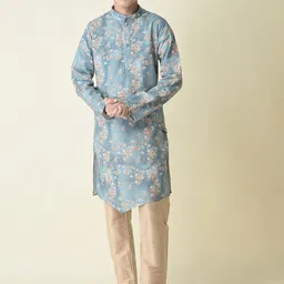 TABARD Boys Floral Printed Pure Cotton Kurta with Pyjamas-picture-49