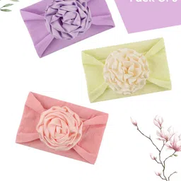 SYGA Infants Girls Set Of 3 Floral Stretchable Headband-image-1