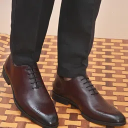 San Frissco Men Burgundy Solid Leather Formal Oxfords-picture-41