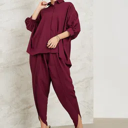 Styli Shirt-Collar Oversized Shirt With Harem Pant-image-10