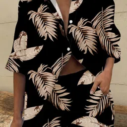 Stylecast X KPOP Printed Shirt Collar Shirt With Shorts Co-Ords-picture-22
