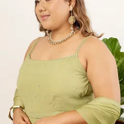 indo street Plus Size Embellished Top & Palazzo image 2