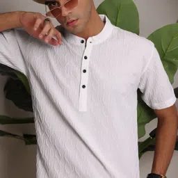 wuxi Men Solid Polyester Straight Kurta image 4