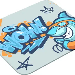 Printio Cool Shark Graffiti Art – "WOW" Street Style Blue & Orange Design Non Slip Base Mousepad-picture-13