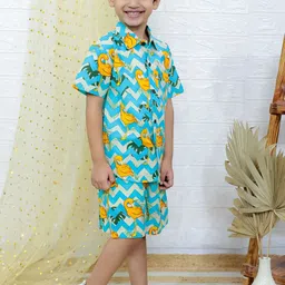 UNBIND Printed Pure Cotton Shirt & Shorts Clothing Set image 3