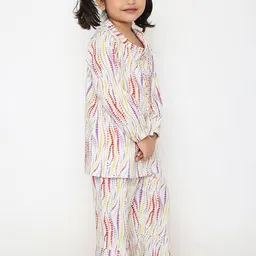 BAESD Girls Abstract Printed Ruffled Top & Pyjamas image 2