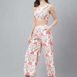 TRYMISFIT Floral Printed Halter Neck Top & Palazzo Co-Ord Set image 2
