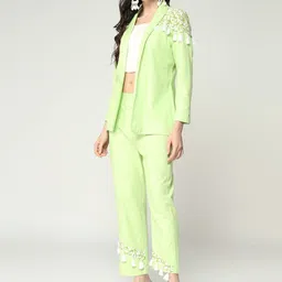 Pannkh Printed Shawl Collar Blazer With Trouser image 2