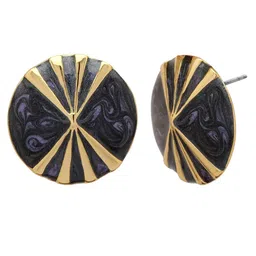 Estele Gold-Plated Black Circular Studs image 5