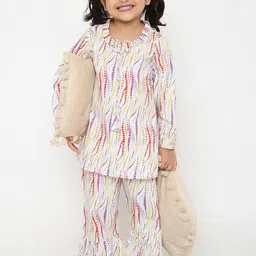 BAESD Girls Abstract Printed Ruffled Top & Pyjamas image 5