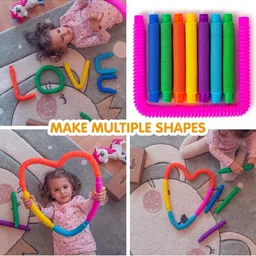 Kidology Pull & Pop Sensory Fidget Tubes Learning Toddler Toys - Pack of 6 image 4