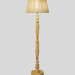 kapoor lampshades White Shade Floor Lamp With Wood Base image 3