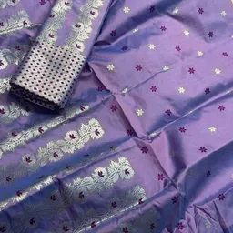 vraj enterprise Woven Mekhela Chador Pure Silk Saree-picture-18