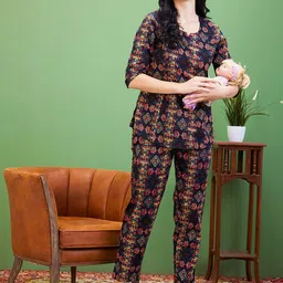 AV2 Printed Pure Cotton Round Neck Tunic With Trousers Maternity Co-Ords Set image 4