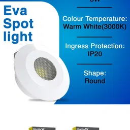 sturlite Eva Spot Light 3W (WW/3000k), Pack of 3, Spot Light Ceiling Lamp image 2