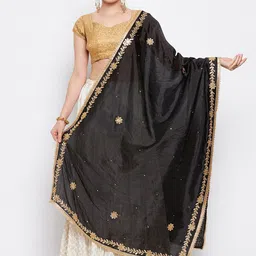 Clora Creation Black & Gold-Toned Embroidered Dupatta With Beads And Stones-picture-22