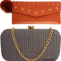 Casual, Party, Formal Brown, Grey Clutch-image-24
