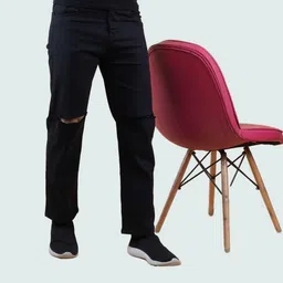 white leapard Men Loose Fit Mid Rise Black Jeans-picture-29