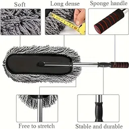 progience Super Soft Microfiber Car Duster Exterior with Extendable Handle Wet and Dry Duster image 2