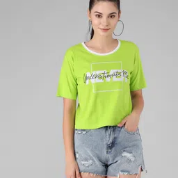 fleksy Women Printed Round Neck Pure Cotton Light Green T-Shirt-picture-16